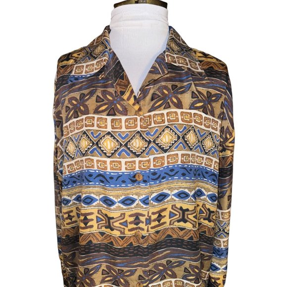 Stunt Collection Button Down Silk Blouse Women Size Medium Vintage - Picture 5 of 10